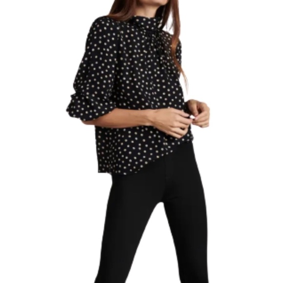 Sanctuary Bria Black polka dot long sleeve smock top Size XS New with tags - Picture 10 of 10